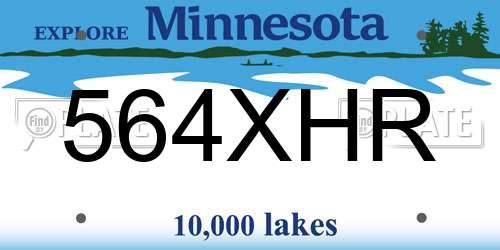 564XHR Minnesota License Plate
