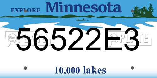56522E3 Minnesota License Plate