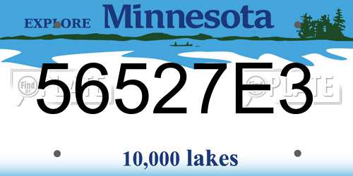 56527E3 Minnesota License Plate