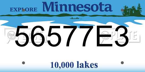 56577E3 Minnesota License Plate