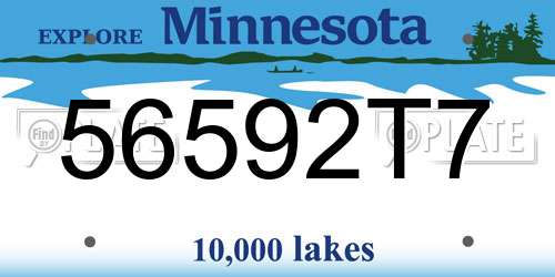 56592T7 Minnesota License Plate