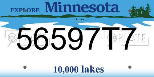 56597T7 Minnesota License Plate