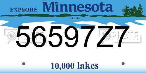 56597Z7 Minnesota License Plate