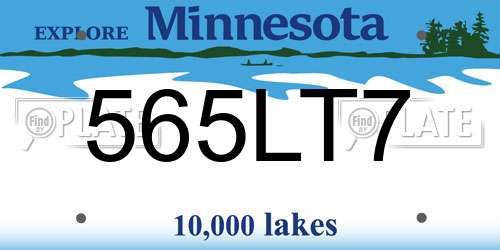 565LT7 Minnesota License Plate