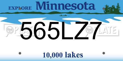 565LZ7 Minnesota License Plate