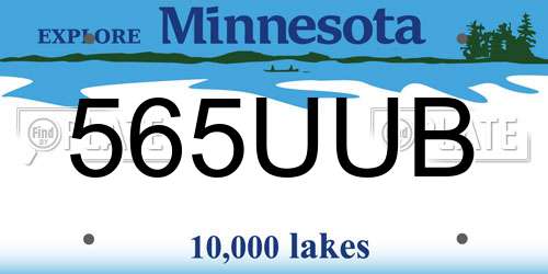 565UUB Minnesota License Plate