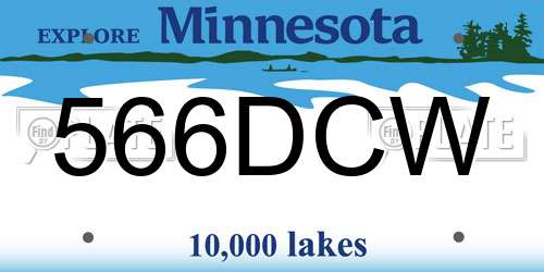 566DCW Minnesota License Plate