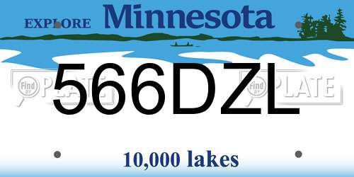 566DZL Minnesota License Plate