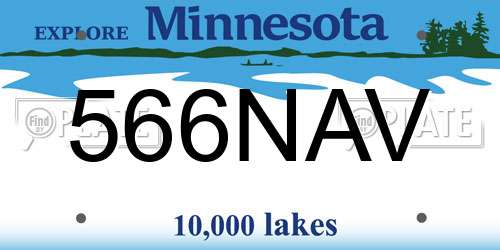566NAV Minnesota License Plate