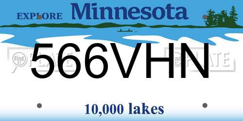 566VHN Minnesota License Plate