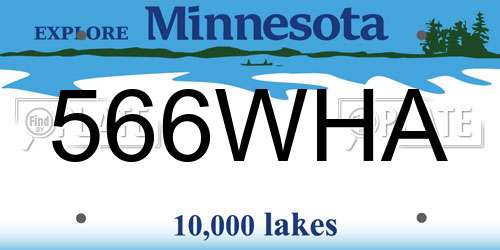 566WHA Minnesota License Plate