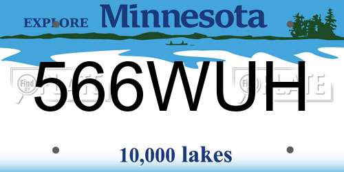 566WUH Minnesota License Plate