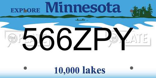 566ZPY Minnesota License Plate
