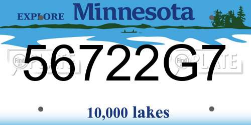 56722G7 Minnesota License Plate