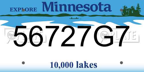 56727G7 Minnesota License Plate