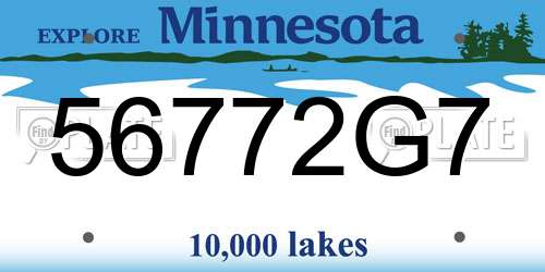 56772G7 Minnesota License Plate