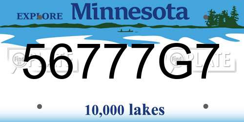 56777G7 Minnesota License Plate