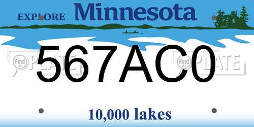 567AC0 Minnesota License Plate