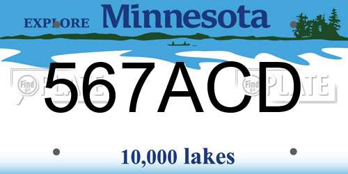567ACD Minnesota License Plate
