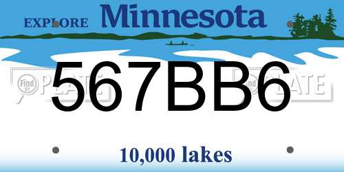 567BB6 Minnesota License Plate