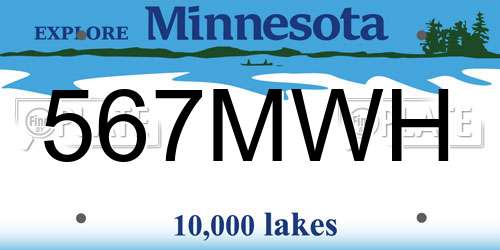 567MWH Minnesota License Plate