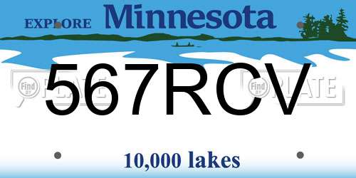 567RCV Minnesota License Plate