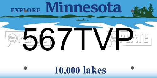 567TVP Minnesota License Plate