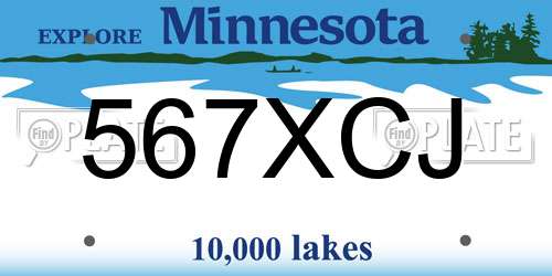 567XCJ Minnesota License Plate