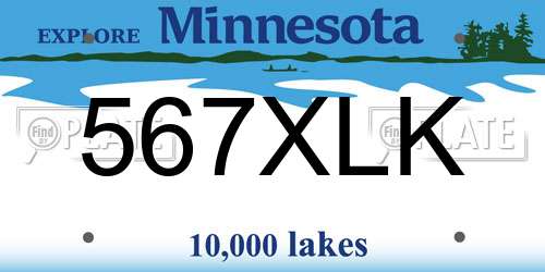 567XLK Minnesota License Plate
