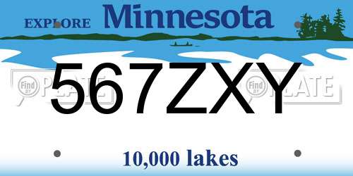 567ZXY Minnesota License Plate