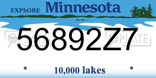 56892Z7 Minnesota License Plate