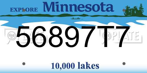 56897T7 Minnesota License Plate