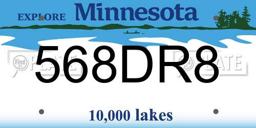 568DR8 Minnesota License Plate