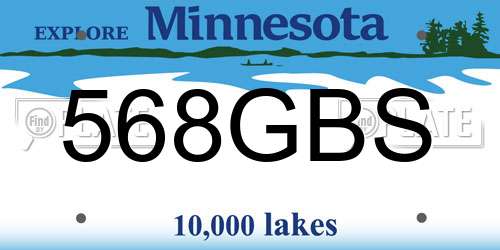 568GBS Minnesota License Plate