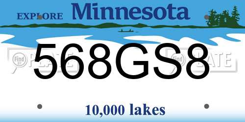 568GS8 Minnesota License Plate