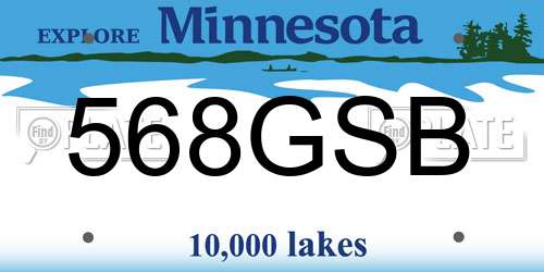 568GSB Minnesota License Plate