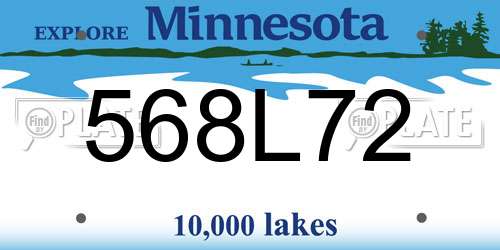 568L72 Minnesota License Plate