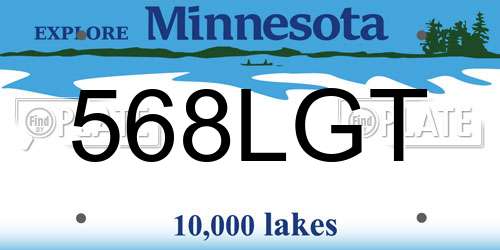 568LGT Minnesota License Plate