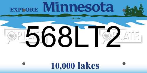 568LT2 Minnesota License Plate