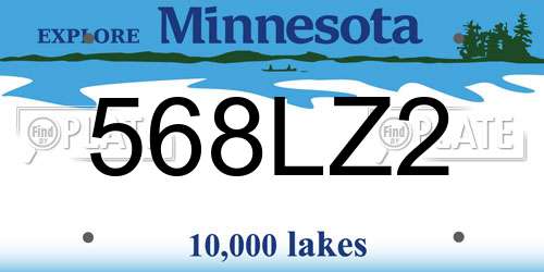 568LZ2 Minnesota License Plate