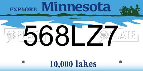 568LZ7 Minnesota License Plate