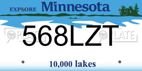 568LZT Minnesota License Plate