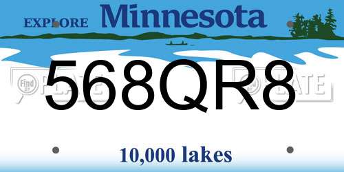 568QR8 Minnesota License Plate