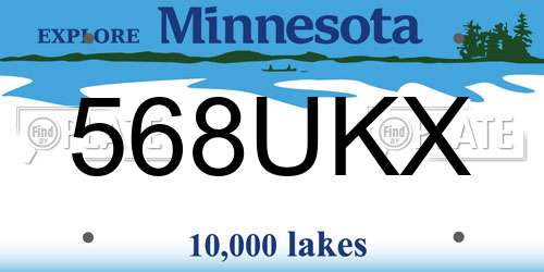 568UKX Minnesota License Plate