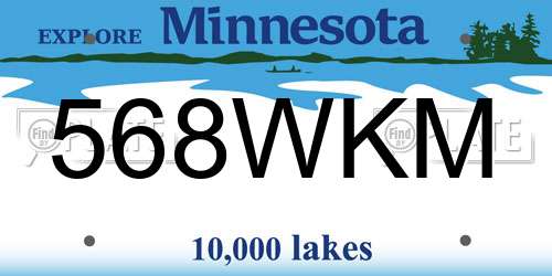 568WKM Minnesota License Plate