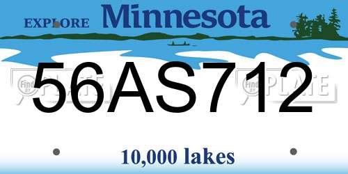 56AS712 Minnesota License Plate