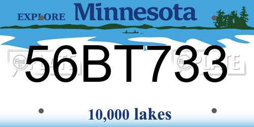 56BT733 Minnesota License Plate