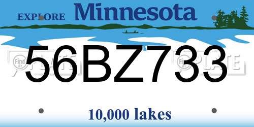 56BZ733 Minnesota License Plate