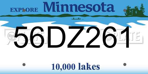 56DZ261 Minnesota License Plate