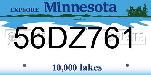 56DZ761 Minnesota License Plate